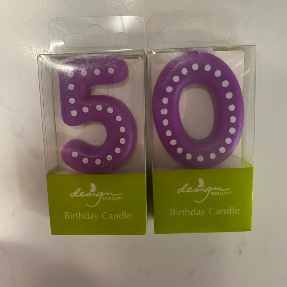 Purple Birthday Candle Set 50th 5 0
